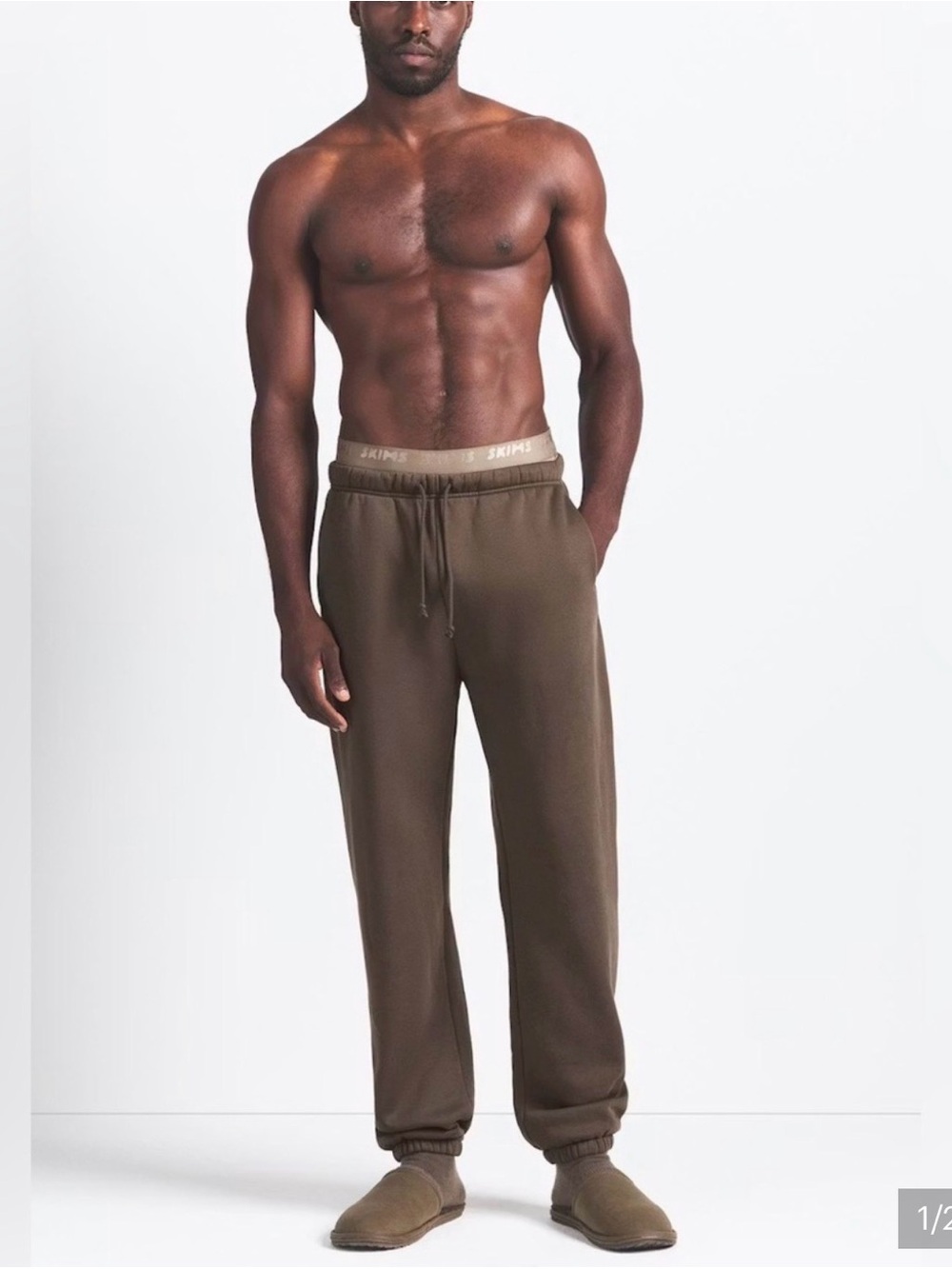 skims cotton fleece straight leg driftwood